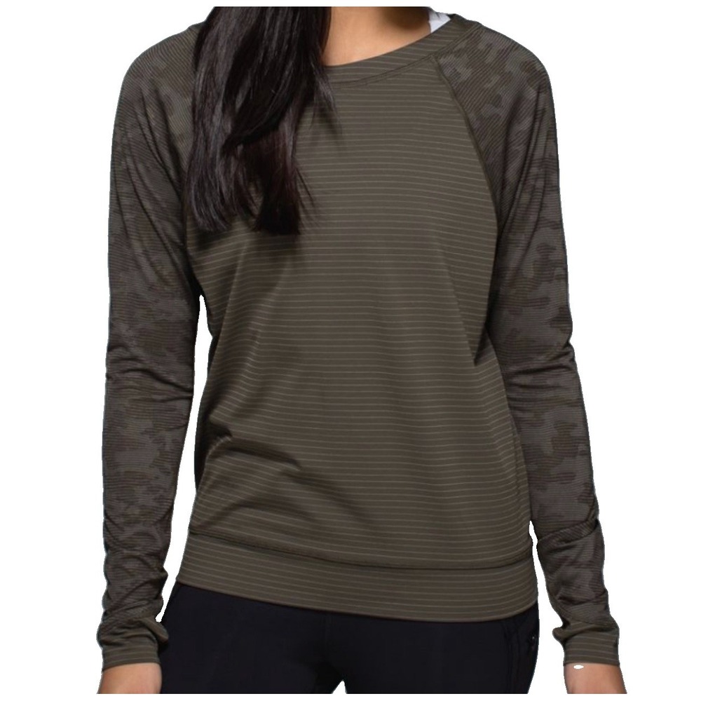Lululemon Run For Days Women's Size M (6/8) Long Sleeve Mesh Arm's Deep Camo Top